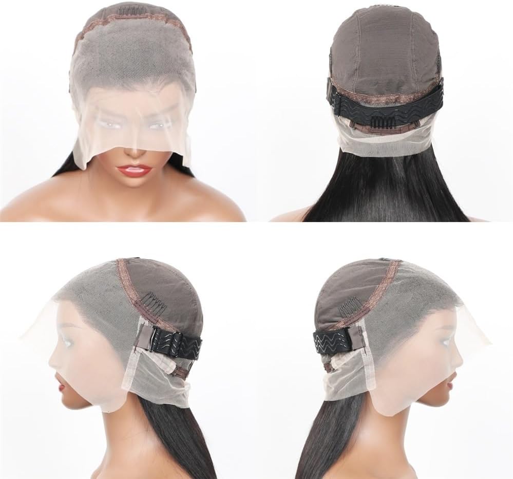 Perruques de cheveux Perruques en cheveux humains lisses avec dentelle frontale, densité 180, for femmes, pré-épilées, 30 à 40 cm(14inches)
