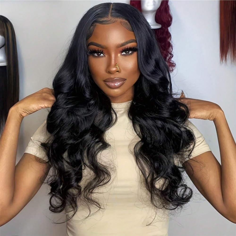 Perruques de cheveux Perruques Lace Front Body Wave 13x4, 40 à 55 cm, cheveux indiens naturels pré-épilés, avec dentelle suisse