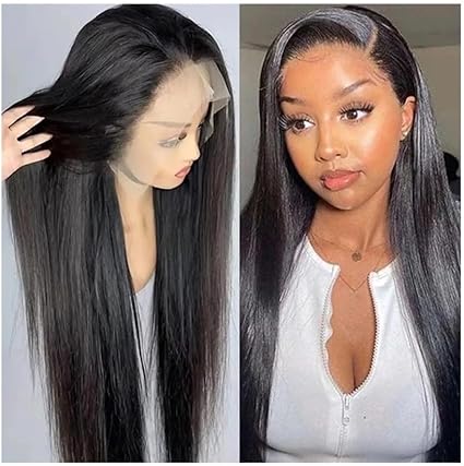 Perruques de cheveux Perruques en cheveux humains lisses avec dentelle frontale, densité 180, for femmes, pré-épilées, 30 à 40 cm(14inches)