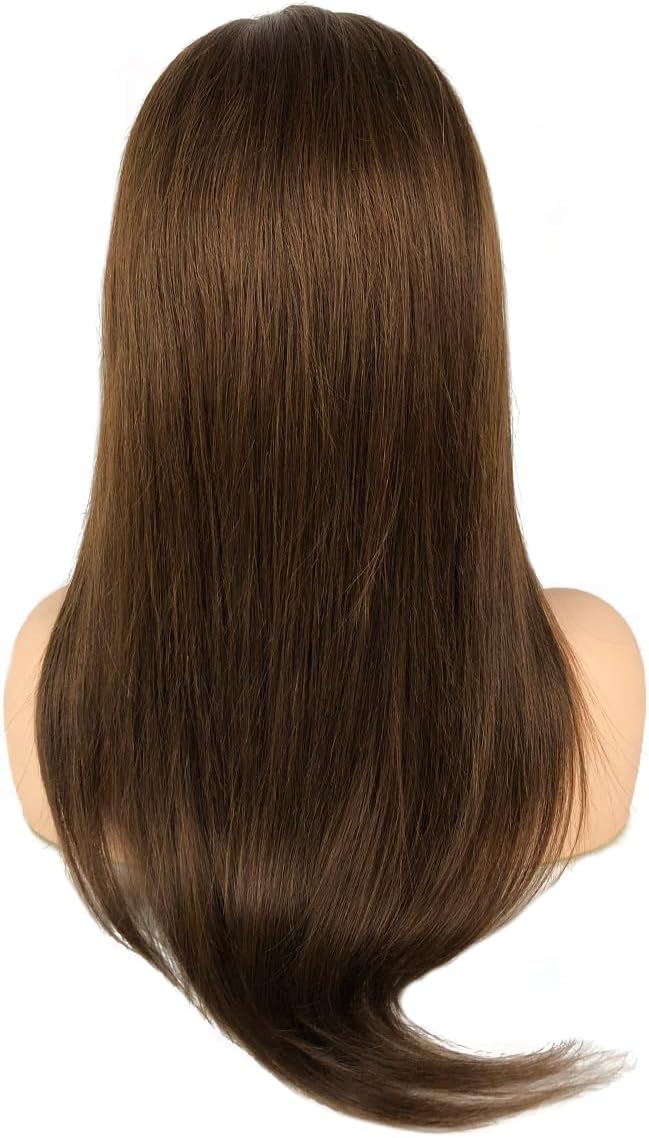 100% Humain Cheveux Perruque 360 Lace Wig Naturelle Cheveux Lisse Brun Moyen 4# Preplucked with Baby Hair 20inch/50cm