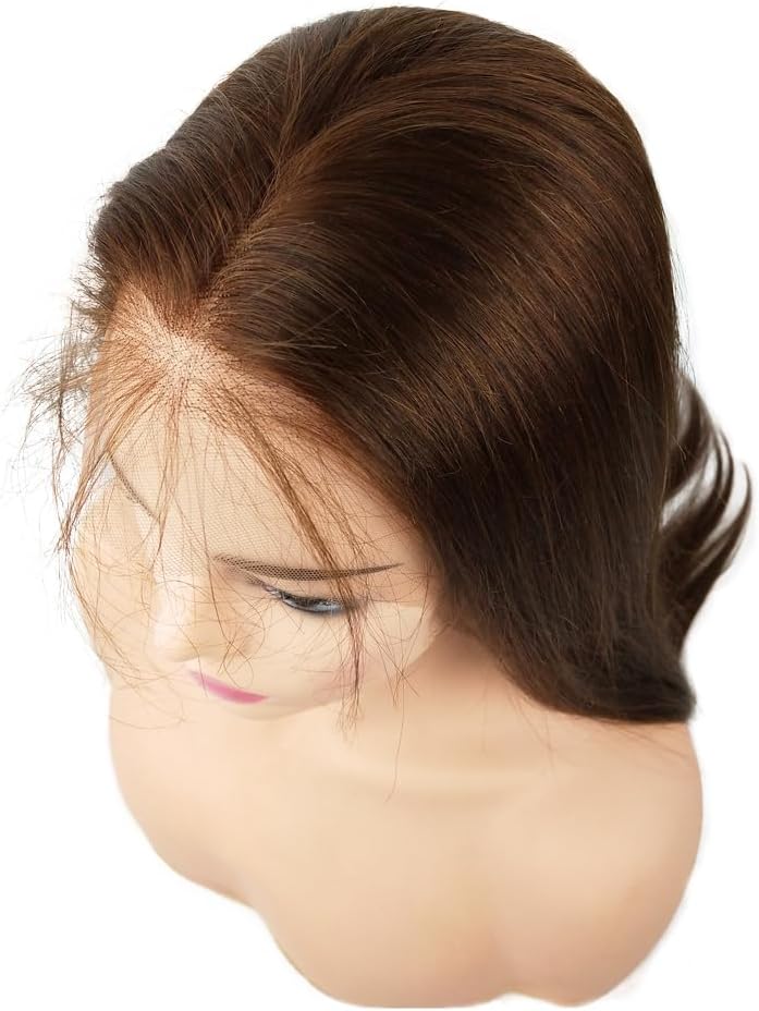 100% Humain Cheveux Perruque 360 Lace Wig Naturelle Cheveux Lisse Brun Moyen 4# Preplucked with Baby Hair 20inch/50cm