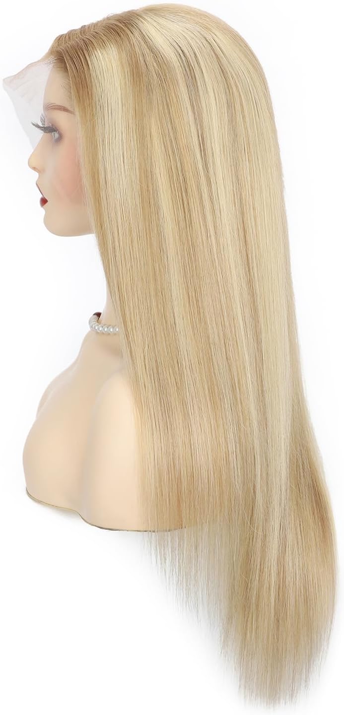 Hair Perruque Cheveux Humain Naturel Lace Front Wig Highlights Blonde Human Hair Wig 100% Remy Hair Lisse