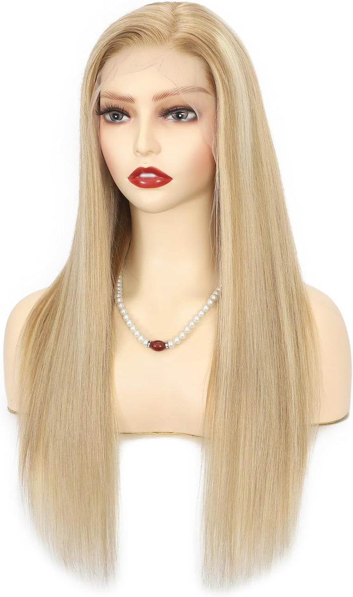 Hair Perruque Cheveux Humain Naturel Lace Front Wig Highlights Blonde Human Hair Wig 100% Remy Hair Lisse