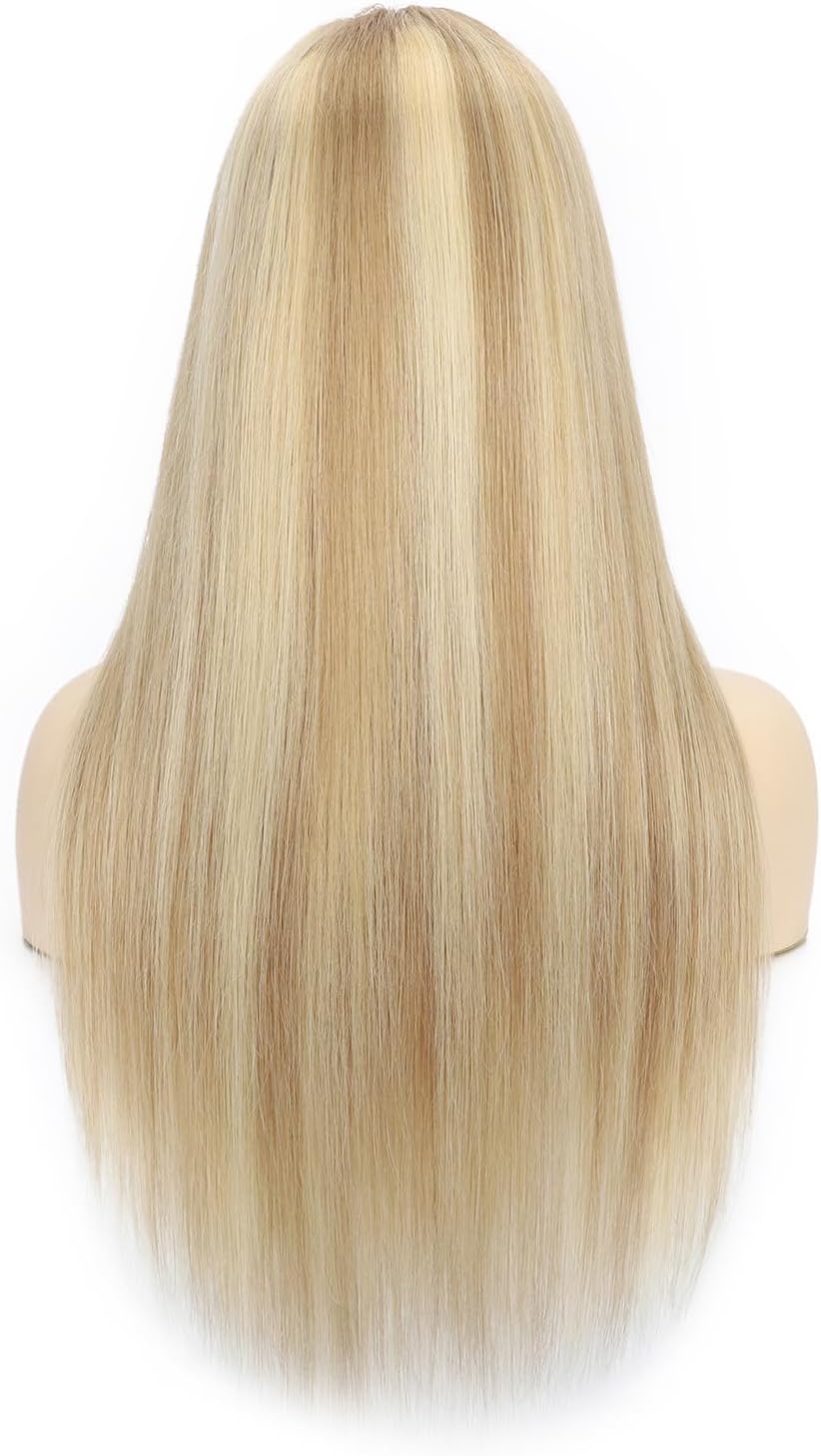 Hair Perruque Cheveux Humain Naturel Lace Front Wig Highlights Blonde Human Hair Wig 100% Remy Hair Lisse