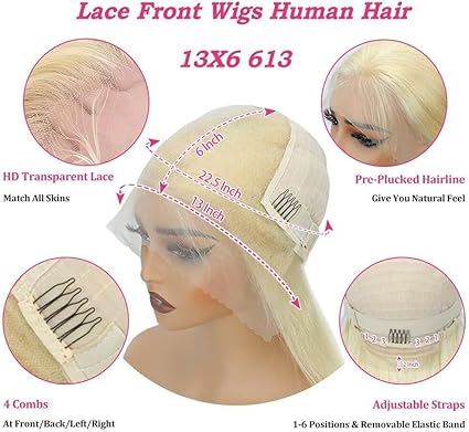 22 pouces 13x6 Lace Front Wig Cheveux Humains 613 Blonde 200 Densité Cheveux Body Wave Brésiliens 13x6 HD Lace Front Perruques Pré Pincées Avec Des Cheveux De Bébé pour Femmes