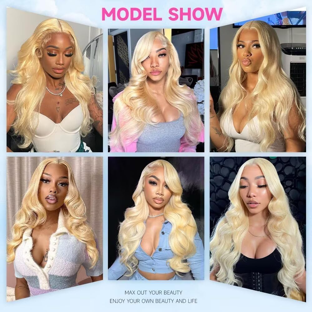 22 pouces 13x6 Lace Front Wig Cheveux Humains 613 Blonde 200 Densité Cheveux Body Wave Brésiliens 13x6 HD Lace Front Perruques Pré Pincées Avec Des Cheveux De Bébé pour Femmes