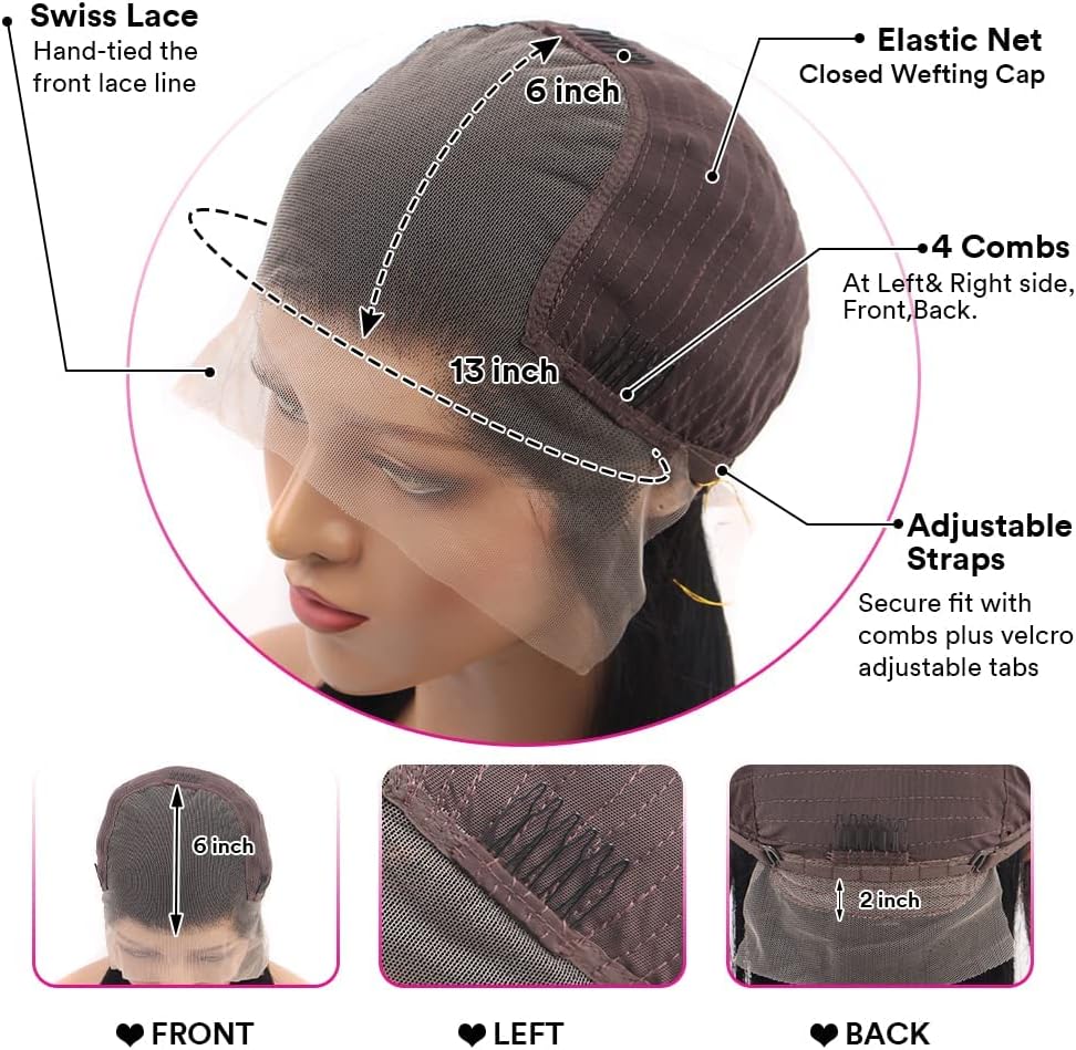 Perruque Femme Naturelle Perruque Bresilienne Lisse Perruque Cheveux Humain Deep Wave Lace Front Wigs Human Hair Wig Perruque Femme Naturelle Brésilien Densité 180% 28 Pouces 13X6 HD Lace Frontal Wigs