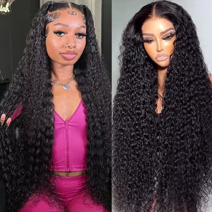 32 Pouces Perruque Femme Naturelle 13x6 Deep Wave Lace Front Wig Cheveux Humains 200% Densité Pré-Épilation Brésilien Vierge Deep Curly Lace Front Wigs Effet Mouillé et Ondulé