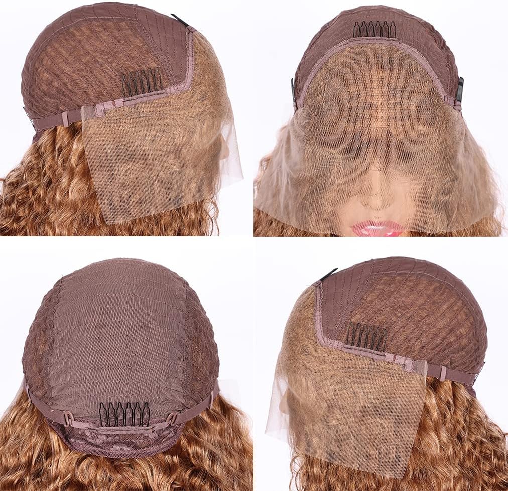 Femmes Cheveux Naturel Brésilienne Deep Wave Lace Front Wigs Human Hair Perruque De Cheveux Humains Lace Front Perruque 180% Densité De La Ligne Des Cheveux De Bébé 26 Pouces Couleur Brun Clair