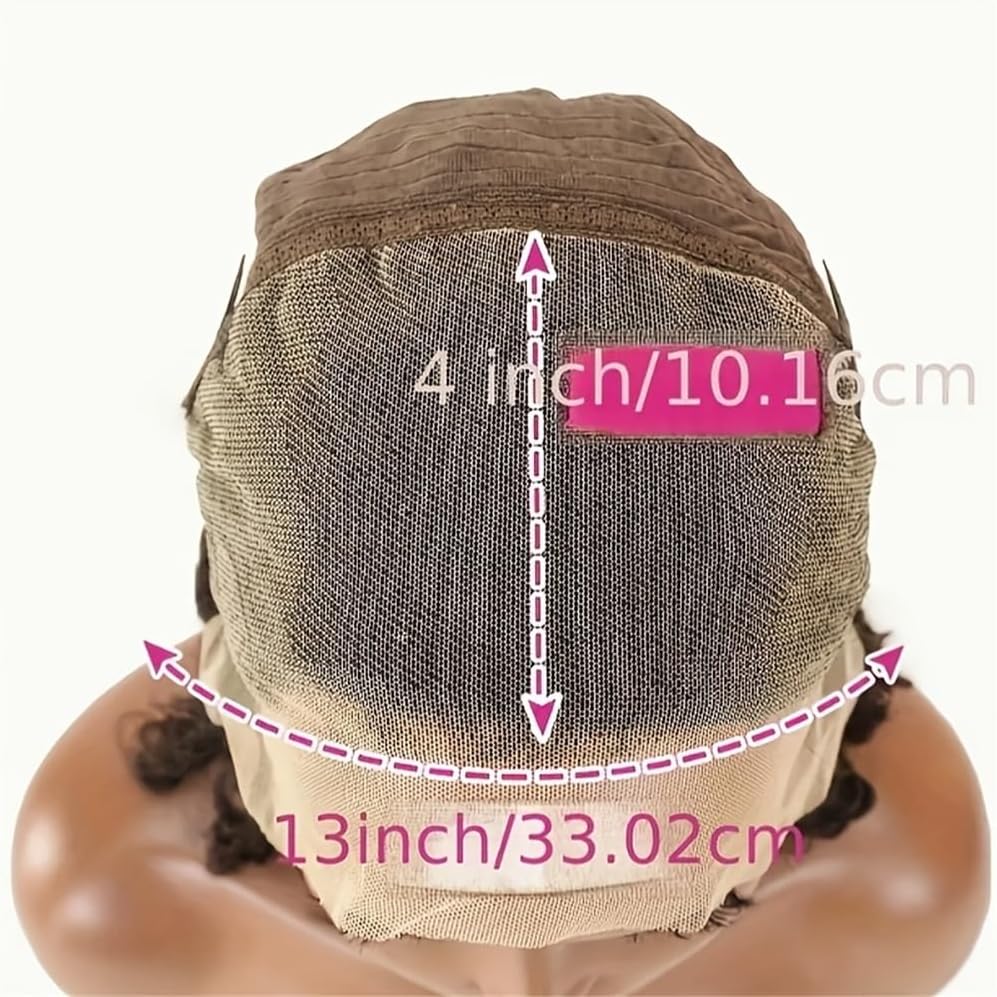 Perruques de cheveux Perruques courtes en cheveux humains, coupe au carré, 13x4, densité 180%, 4#, perruque frontale dentelle transparente et lisse(8inches)