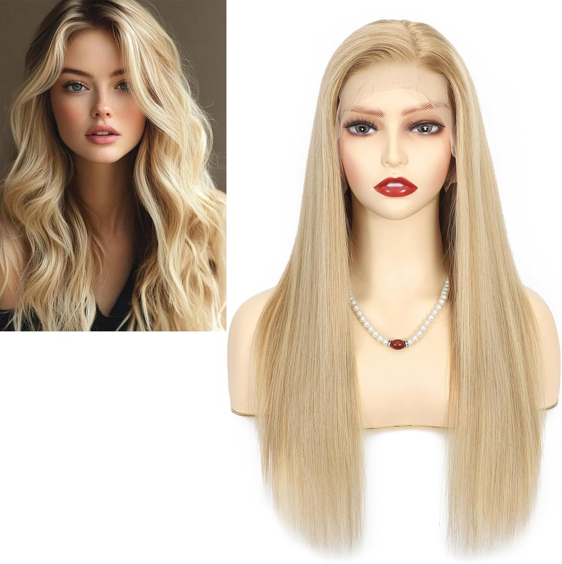 Hair Perruque Cheveux Humain Naturel Lace Front Wig Highlights Blonde Human Hair Wig 100% Remy Hair Lisse