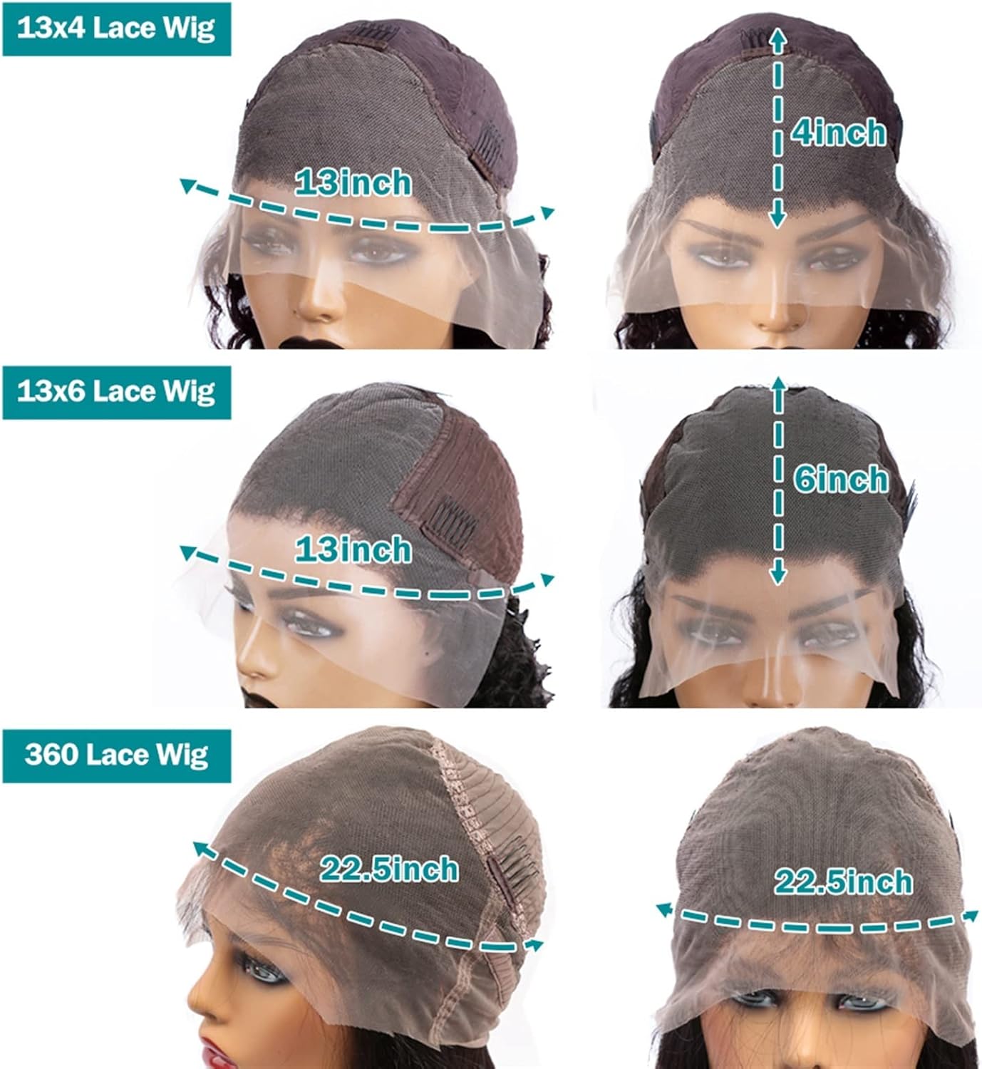 Perruques de cheveux HD Deep Wave 13x4 13x6 Lace Front Perruque de Cheveux Humains Brésiliens Remy Transparent Sans Colle 360 Lace avec Bébé Vague Naturelle Bouclée(13x4 HD Lace Wig,26inches)