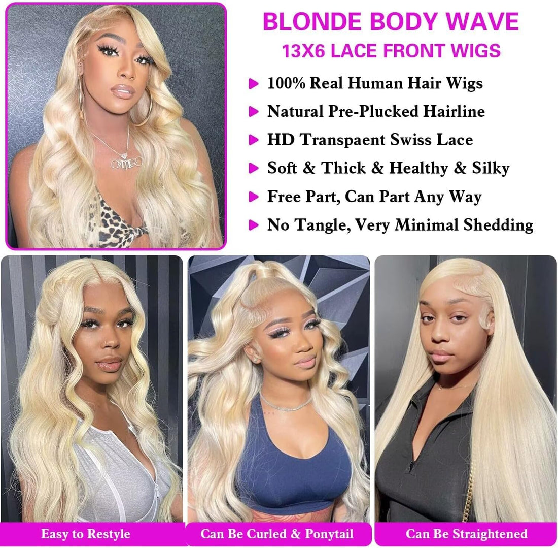 22 pouces 13x6 Lace Front Wig Cheveux Humains 613 Blonde 200 Densité Cheveux Body Wave Brésiliens 13x6 HD Lace Front Perruques Pré Pincées Avec Des Cheveux De Bébé pour Femmes