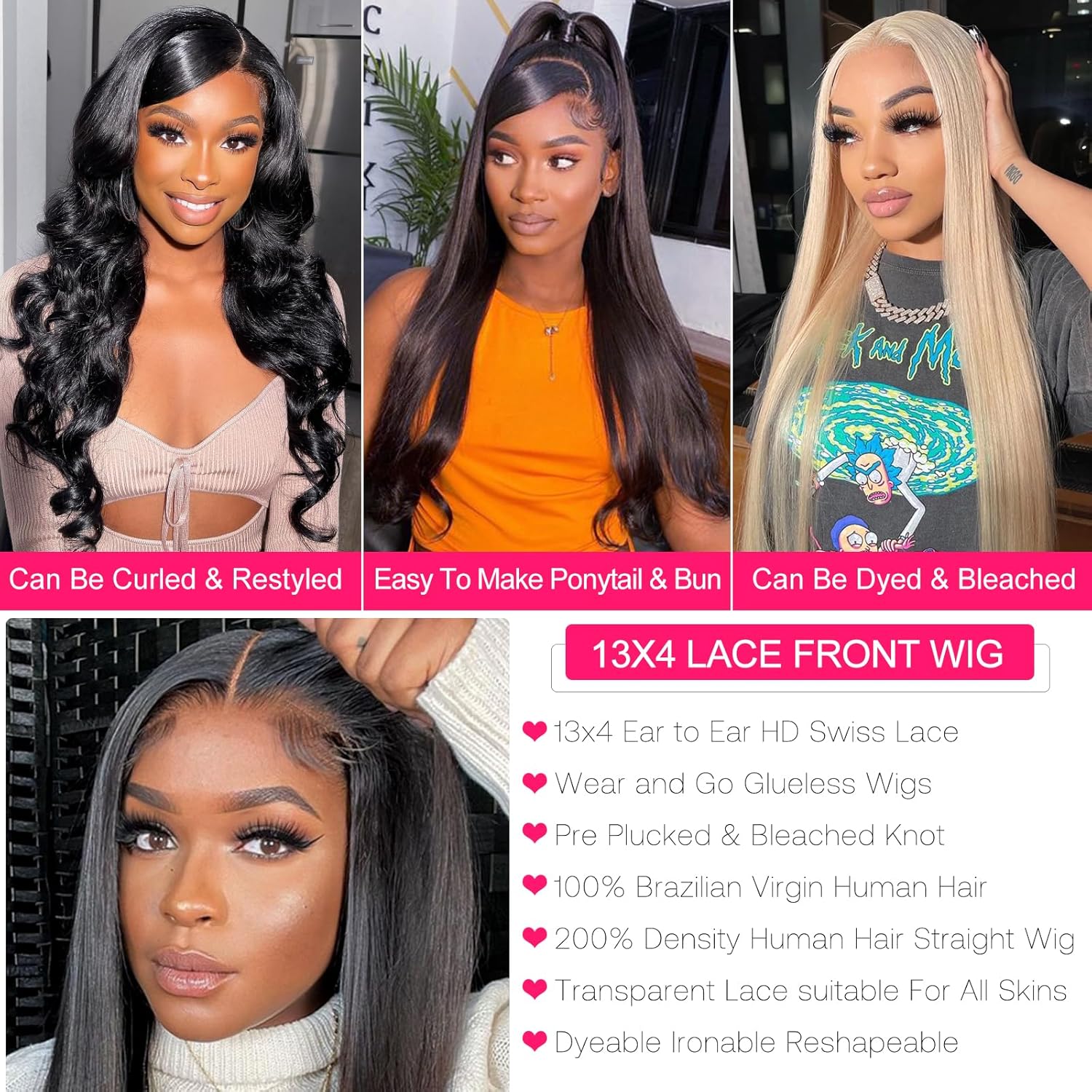 MEGALOOK Upgraded 13x4 Pre Cut Lace Front Bleached Knots Wigs 200% Density Perruque Femme Naturelle Brésilien Perruque Cheveux Humain Wear and Go Glueless Wigs Natural